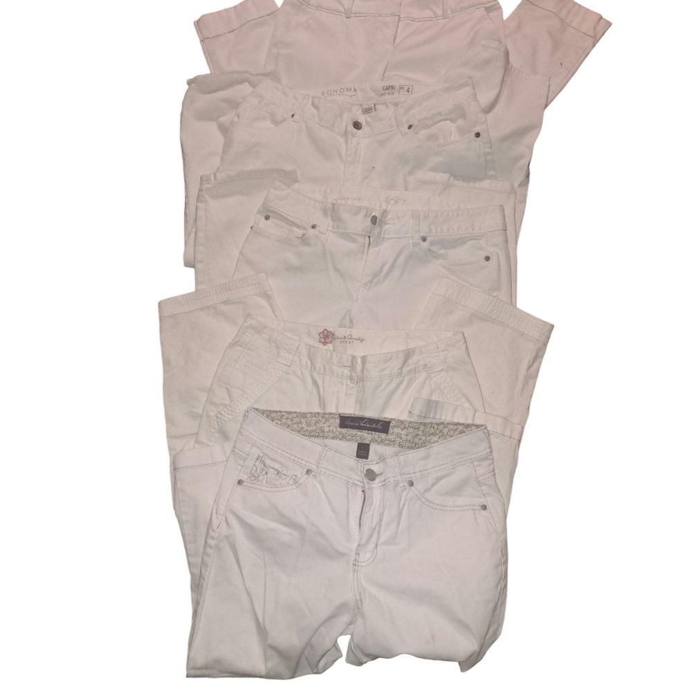 BUNDLE of 5 White Capri Jeans! Sz 6-Sonoma-NewYork&Co-Gloria-French Laundry-LOFT